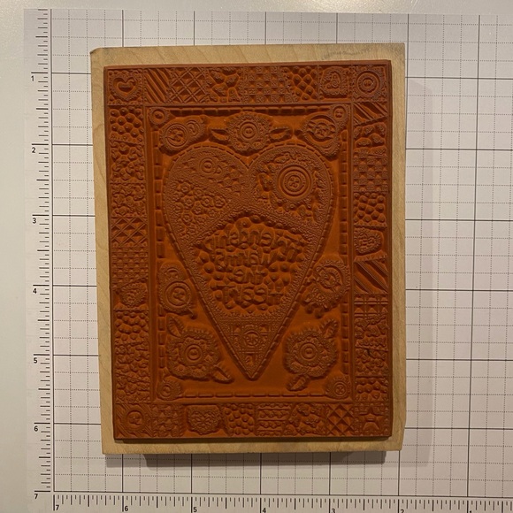 « Super Patchwork Heart  » Wood Mounted Rubber Stamp by Hero Arts - Picture 2 of 6